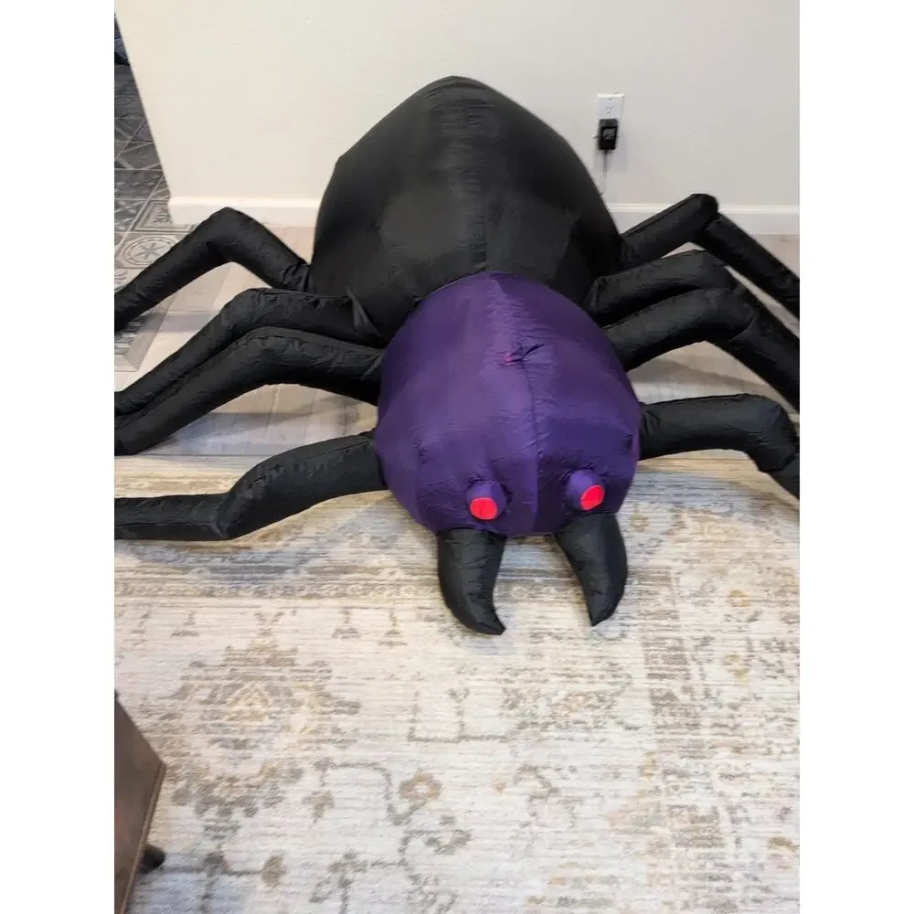 Huge‎ Chrisha Creations Inflatable Lighted Black and Purple Spider 5 ft x 6 ft.